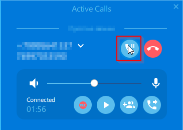 Put the call on hold in Active Calls window