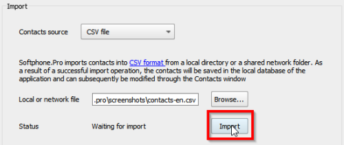 Click Import button