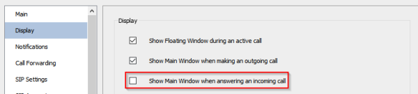Prevent main window popping up on incoming call