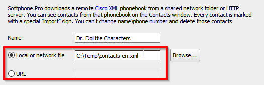 XML remote phone book full path