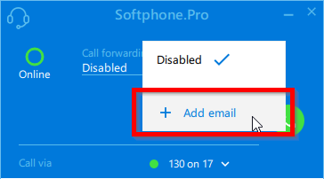 Click Add email to notify about missed calls by email