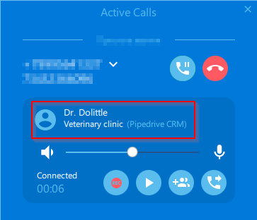 Active calls Pipedrive info