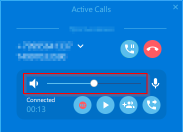 Adjusting speakerphone volume in Active Calls window