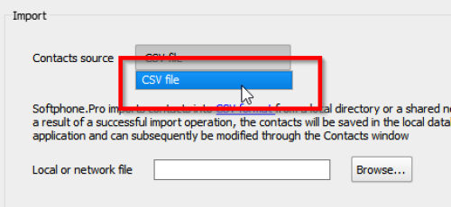Select CSV file source
